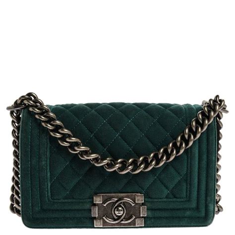 chanel green velvet boy bag|velvet chanel handbags for women.